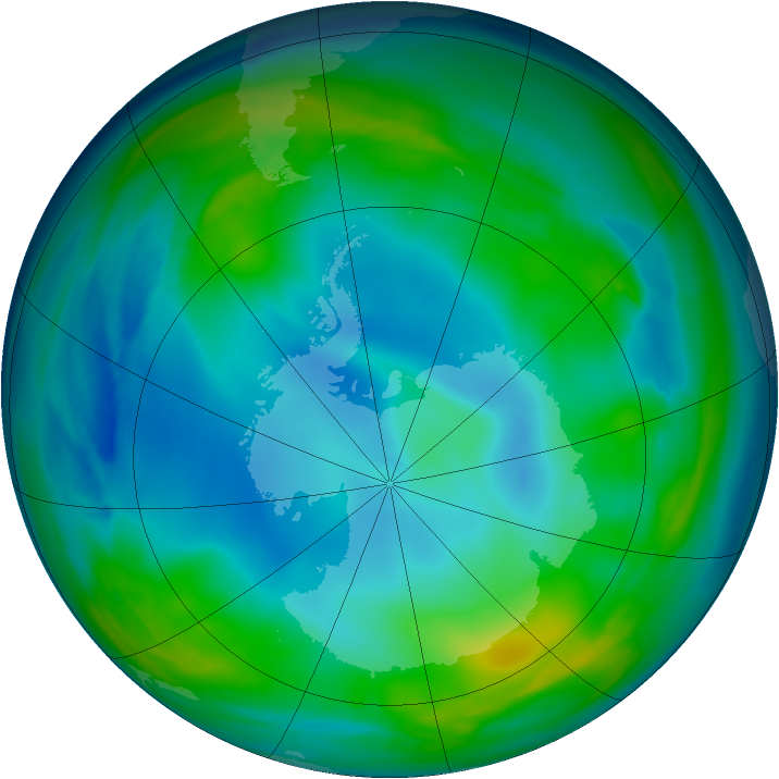 Antarctic ozone map for 03 June 2005